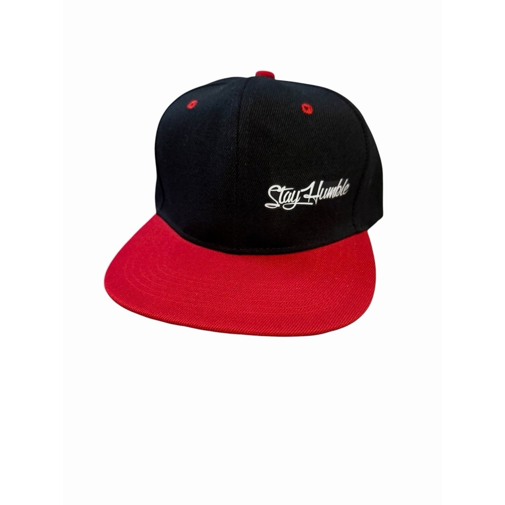 NEW mensβ snapback flat bill hat cap adjustable black red stay humble